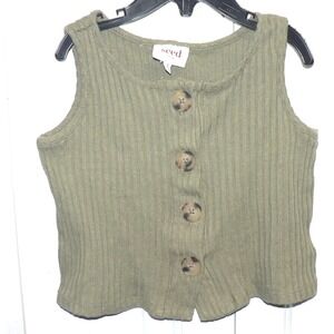 Seed Girls Ribbed‎ Button Down Sleeveless Tank Top in Green Size 3
